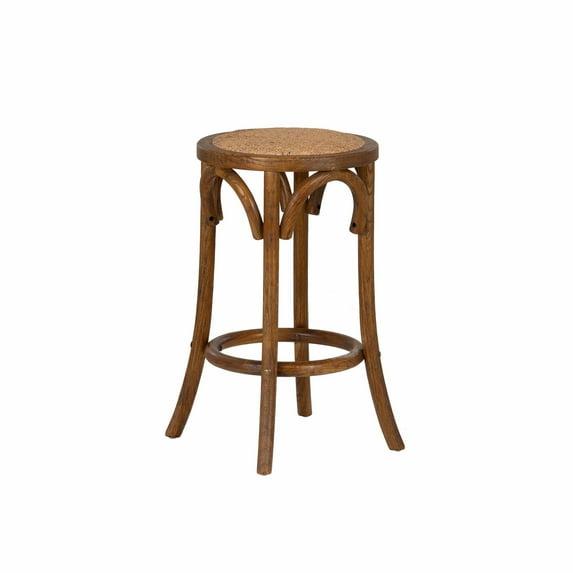 Dovecove Fredericksburg Round Rattan Seat Counter Stool with Solid Wood Frame
