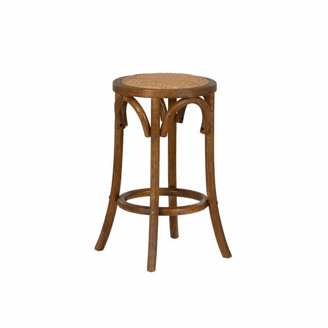Dovecove Fredericksburg Round Rattan Seat Counter Stool with Solid Wood Frame
