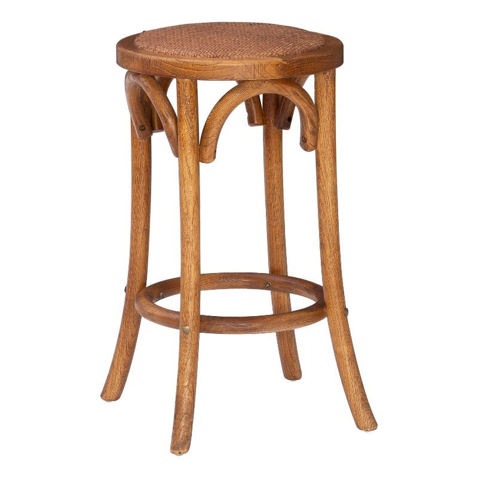Dovecove Rae Round Rattan Seat Counter Stool with Solid Wood Frame