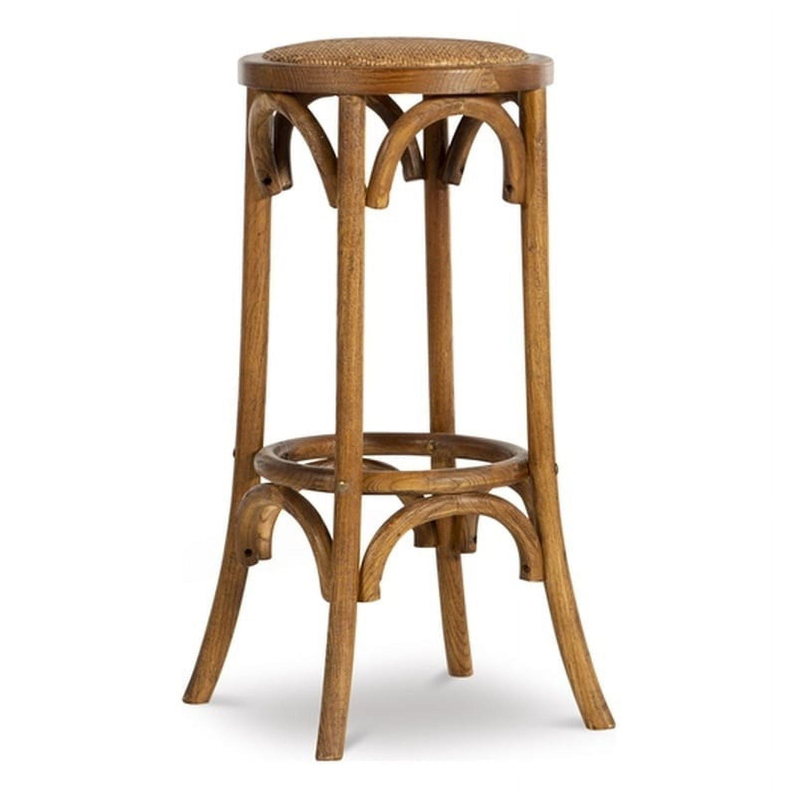 Rae 30" Walnut Brown Elm Wood Rustic Backless Bar Stool