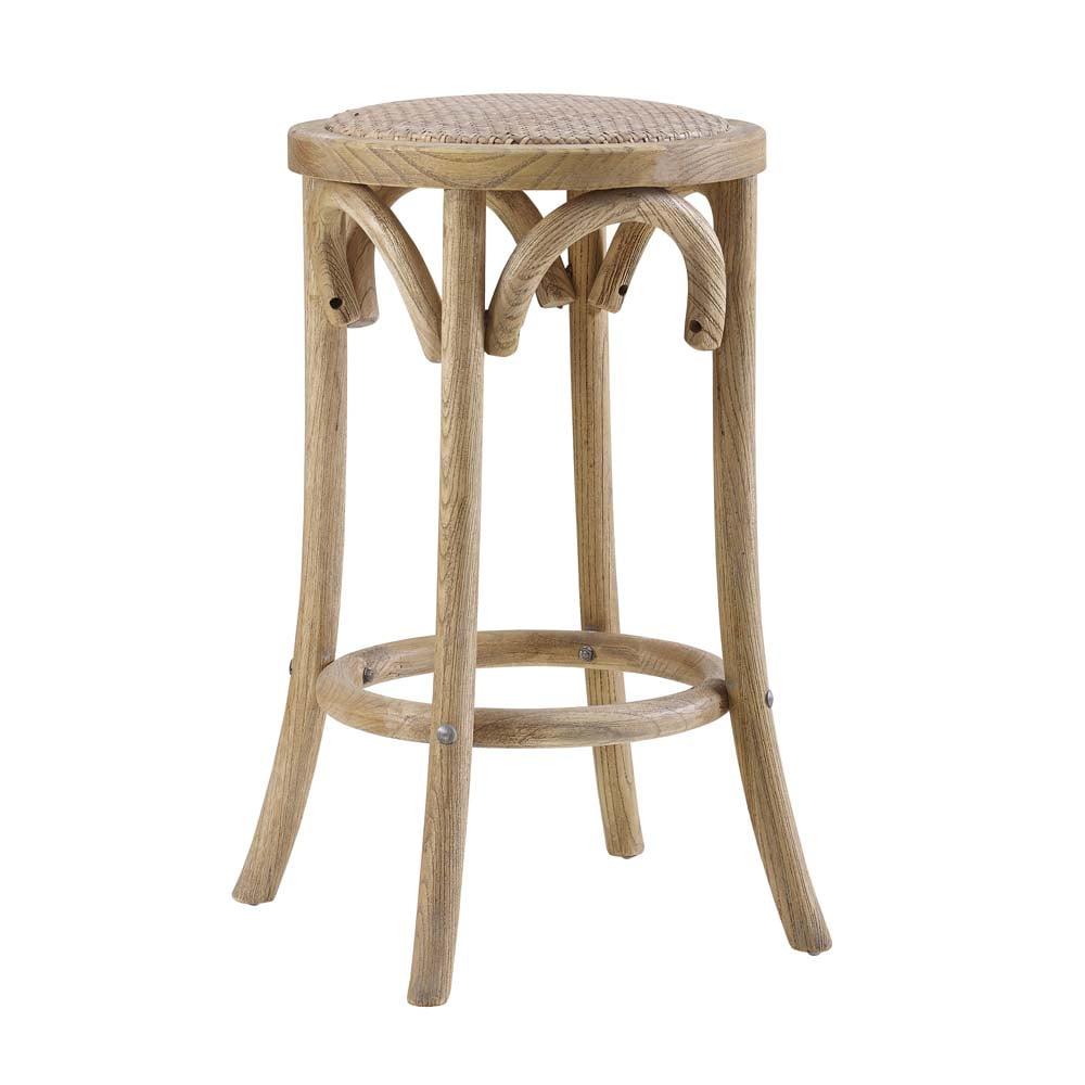 Rae Rattan 25" Backless Beige Wood Counter Stool