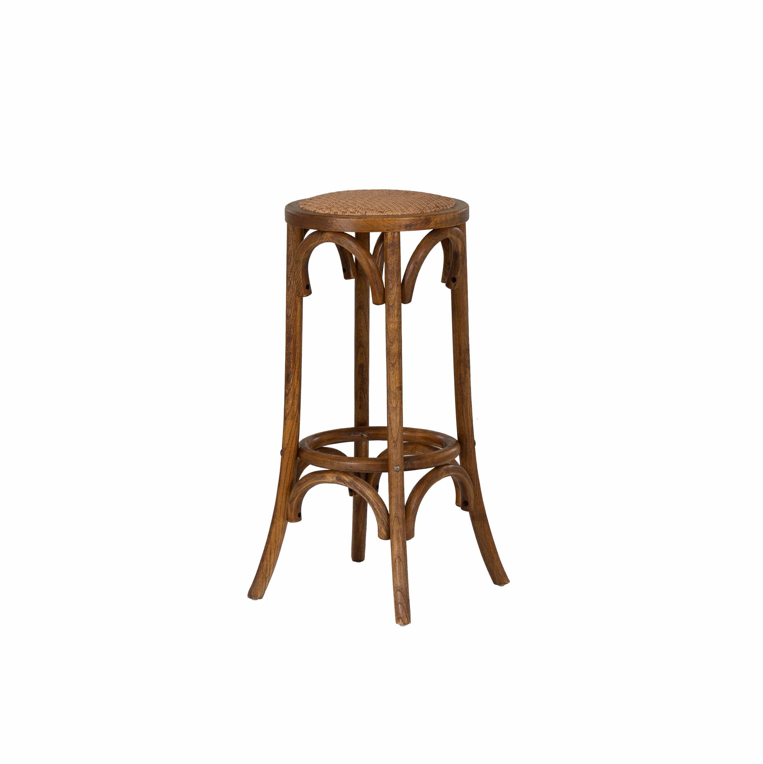 Dovecove Rae 24" Round Rattan Seat Counter Stool with Solid Wood Frame