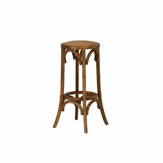 Dovecove Fredericksburg Round Rattan Seat Counter Stool with Solid Wood Frame