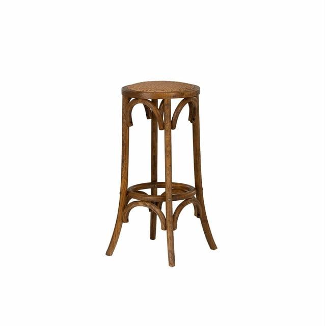 Dovecove Fredericksburg Round Rattan Seat Counter Stool with Solid Wood Frame