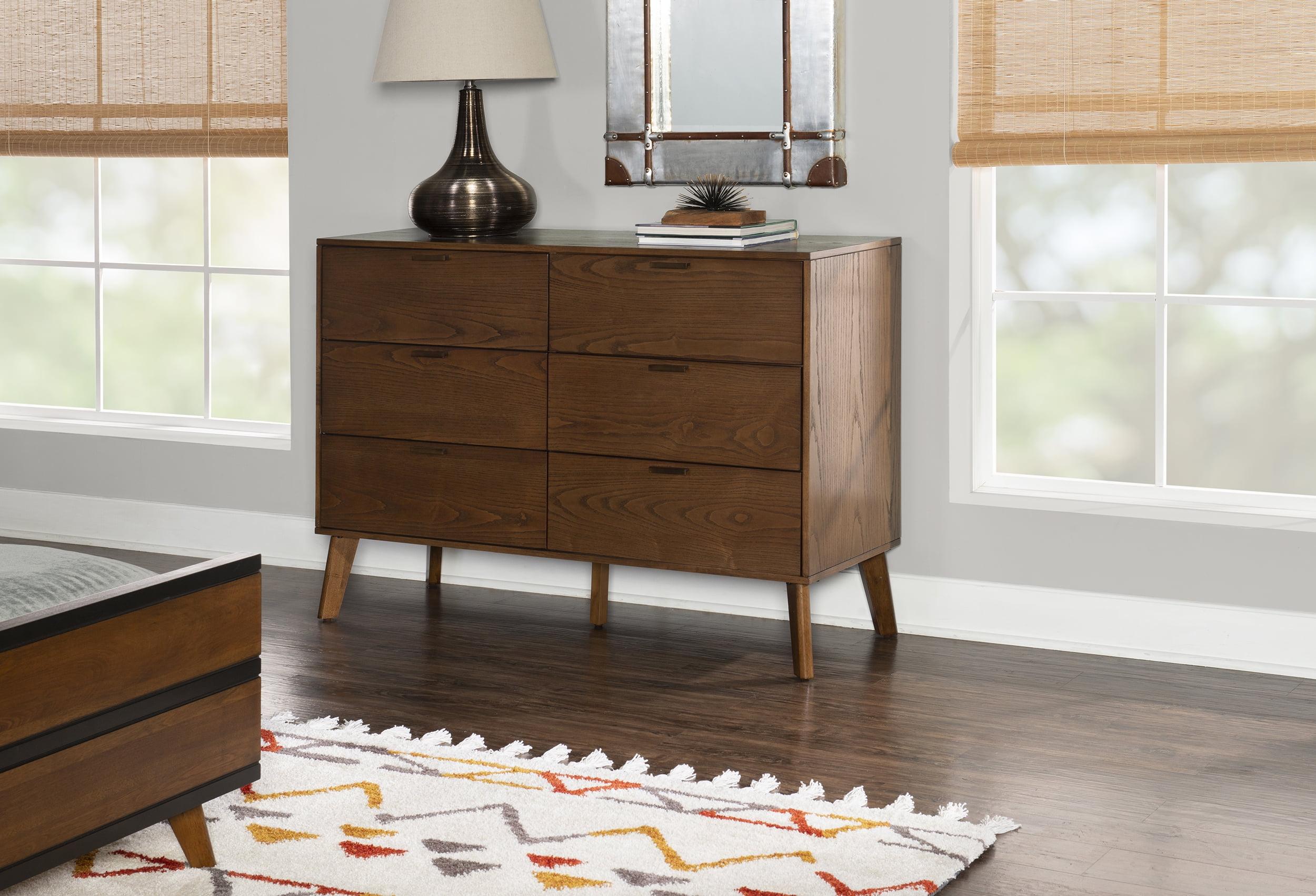 Mid-Century Modern Double Dresser in Walnut with Bronze Hardware