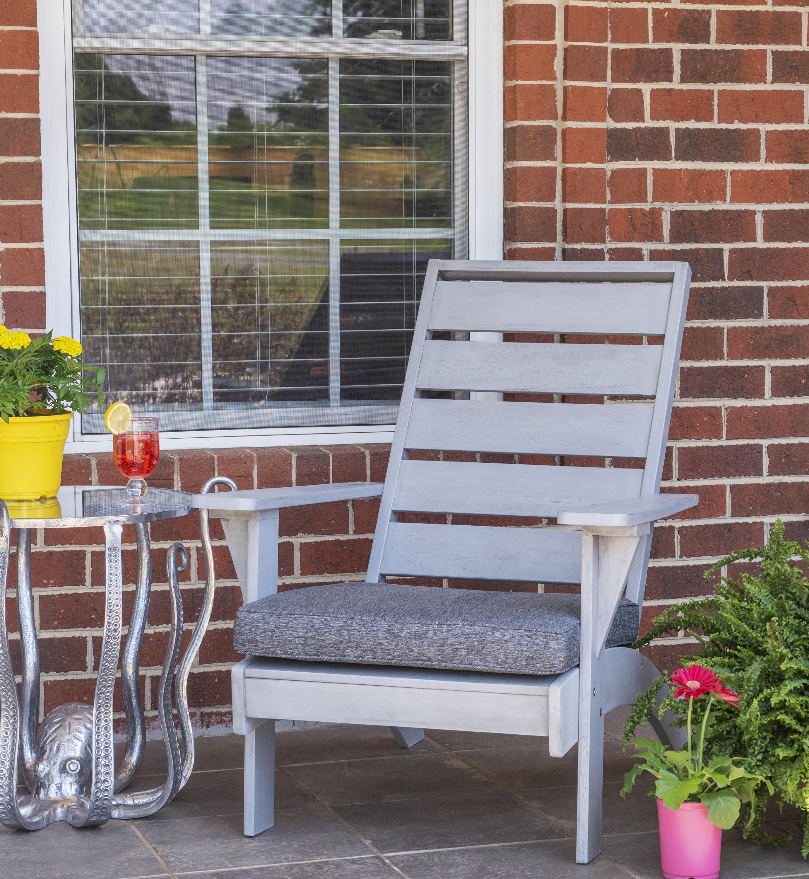 Rockport Outdoor Acacia Wood Chair with Cushion Gray - Linon