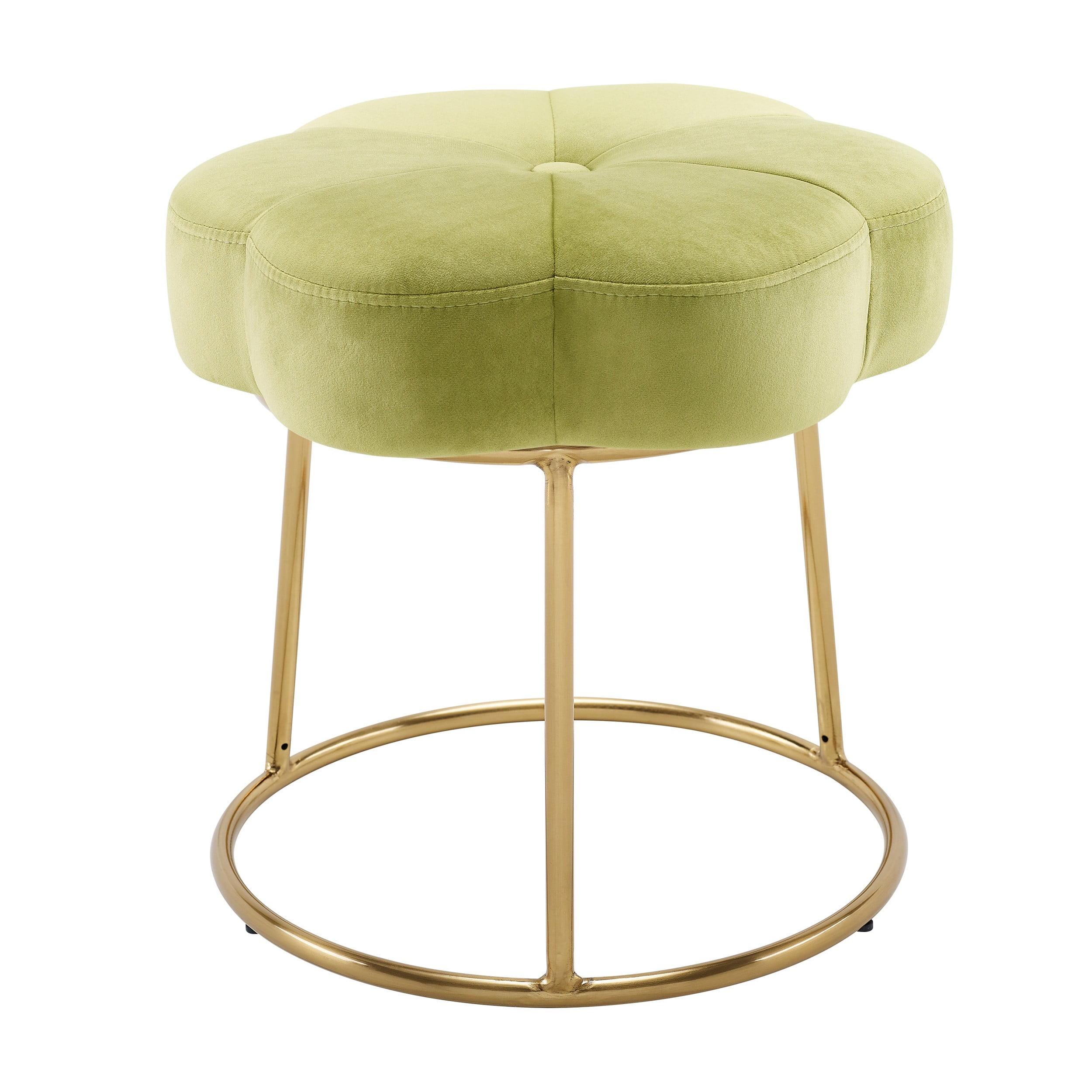 Seraphina Gold Plated Base Light Green Velvet Vanity Stool