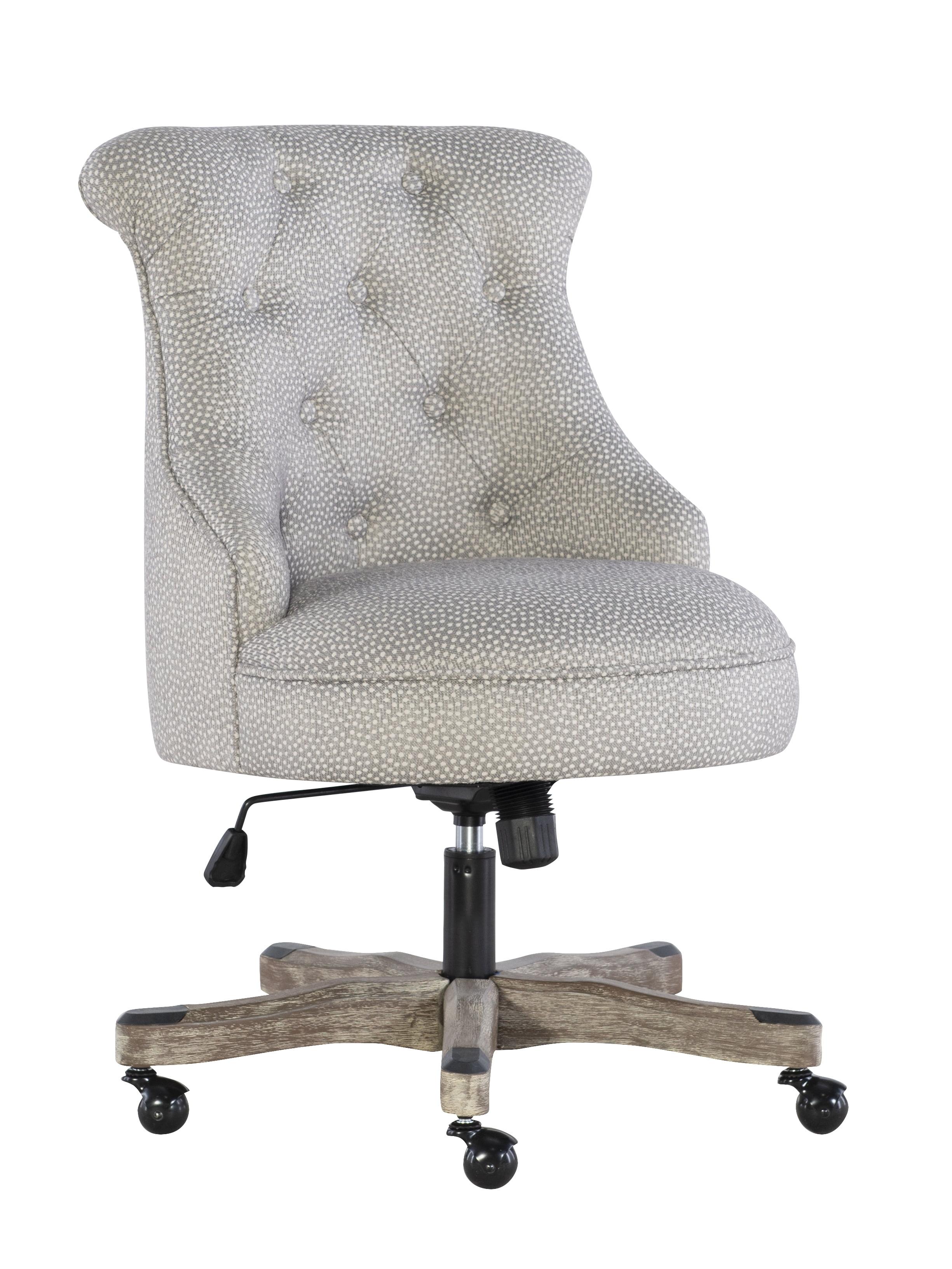 Sinclair Light Gray Swivel Executive Office Chair with Wood Base