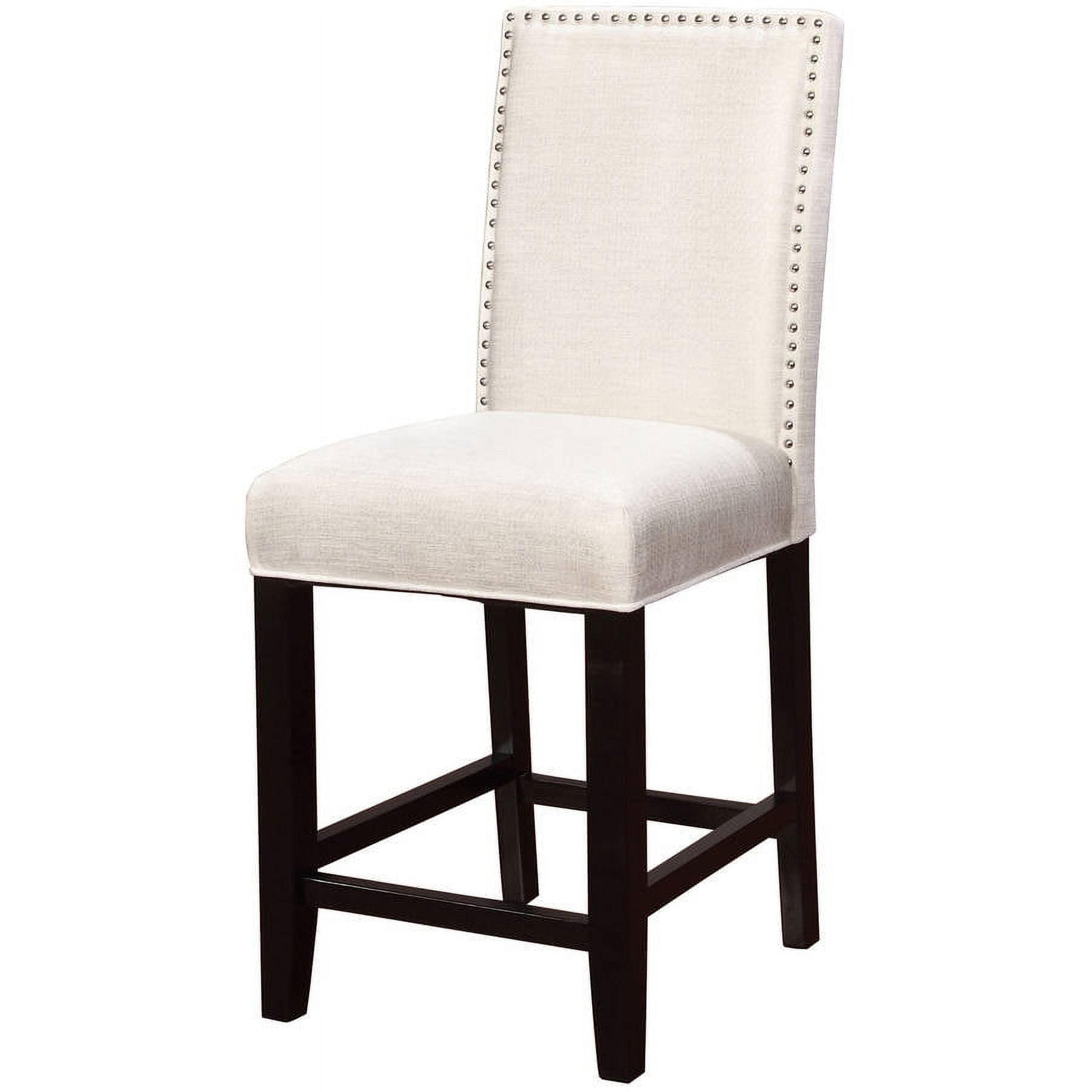 Stewart 24" White Upholstered Counter Stool with Nailhead Trim