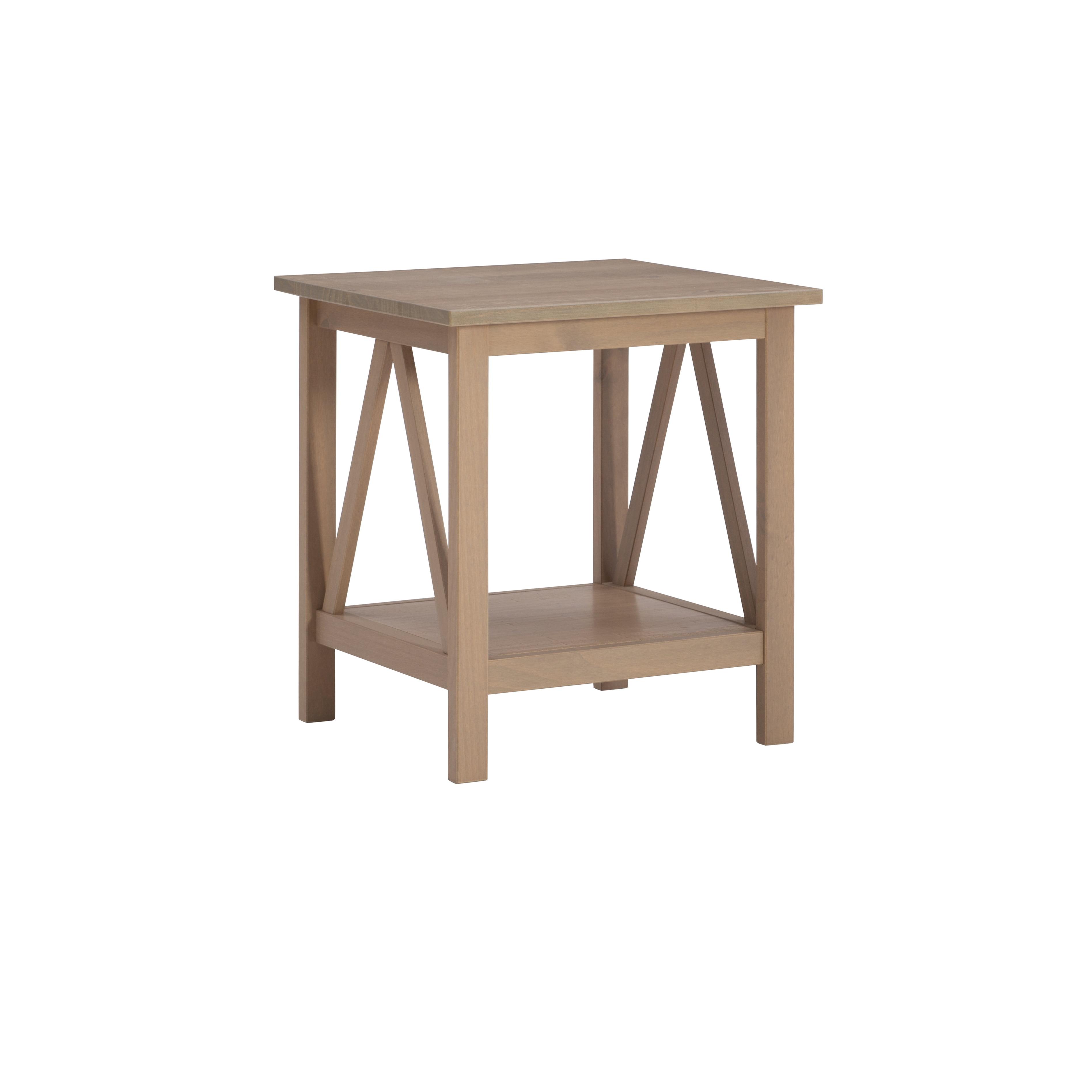 Rustic Driftwood Square Wood End Table with Spacious Shelf