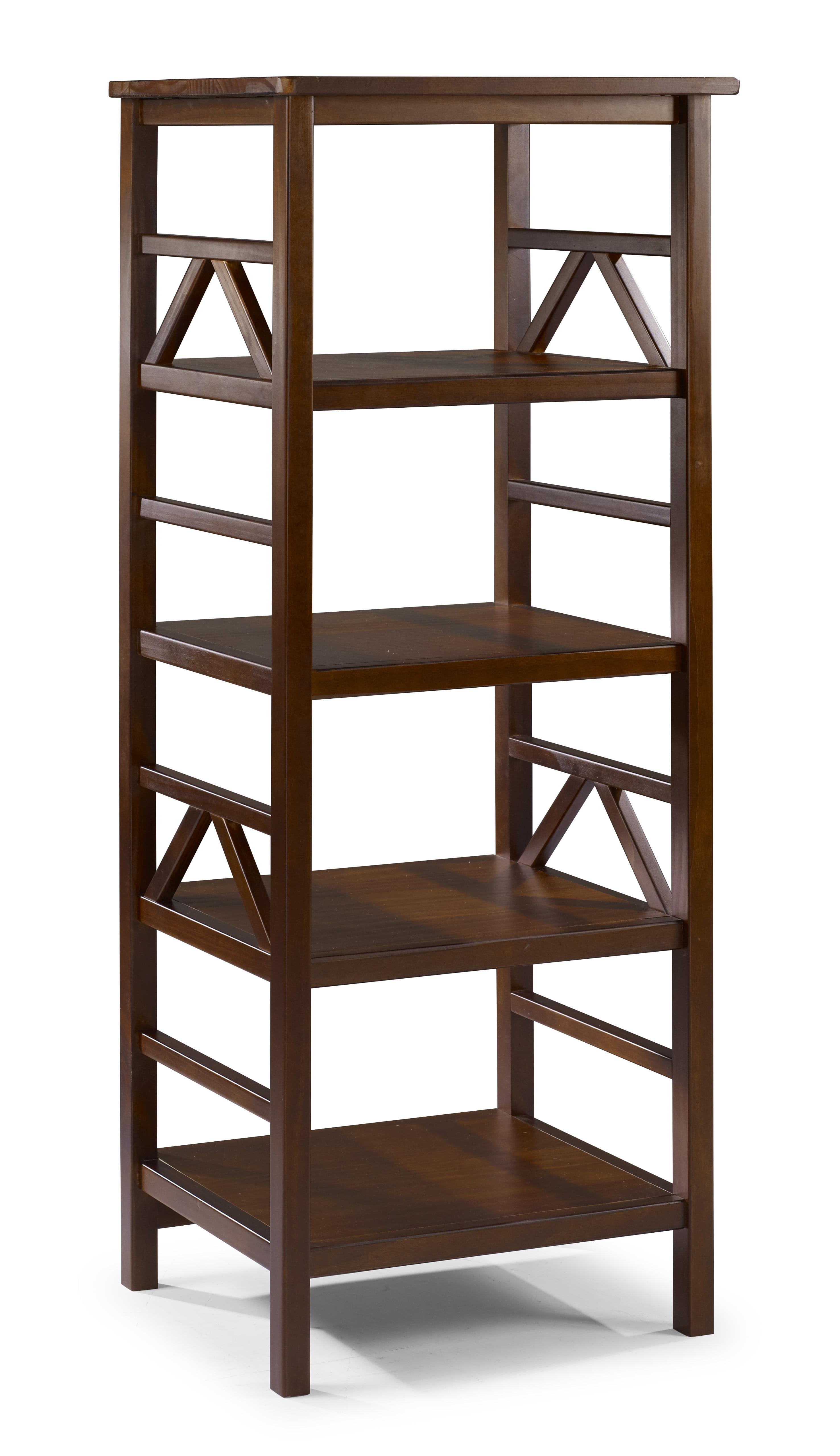 54.45" Titian Transitional Solid Wood Display and Storage Bookshelf Brown - Linon: Mid-Century Modern, 4 Fixed Shelves