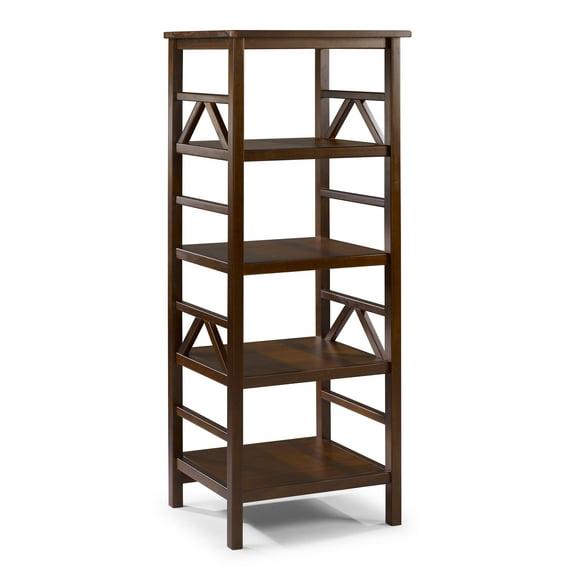 54.45" Titian Transitional Solid Wood Display and Storage Bookshelf Brown - Linon: Mid-Century Modern, 4 Fixed Shelves