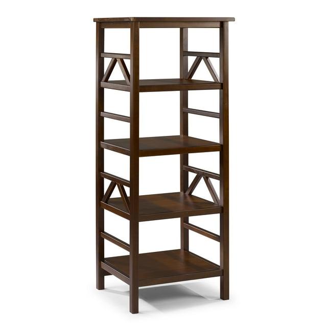 54.45" Titian Transitional Solid Wood Display and Storage Bookshelf Brown - Linon: Mid-Century Modern, 4 Fixed Shelves