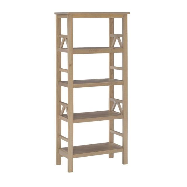 54.45" Original PT - Titian Transitional Solid Wood Display and Storage Bookshelf Driftwood - Linon