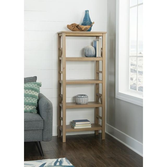 54.45" Original PT - Titian Transitional Solid Wood Display and Storage Bookshelf Driftwood - Linon