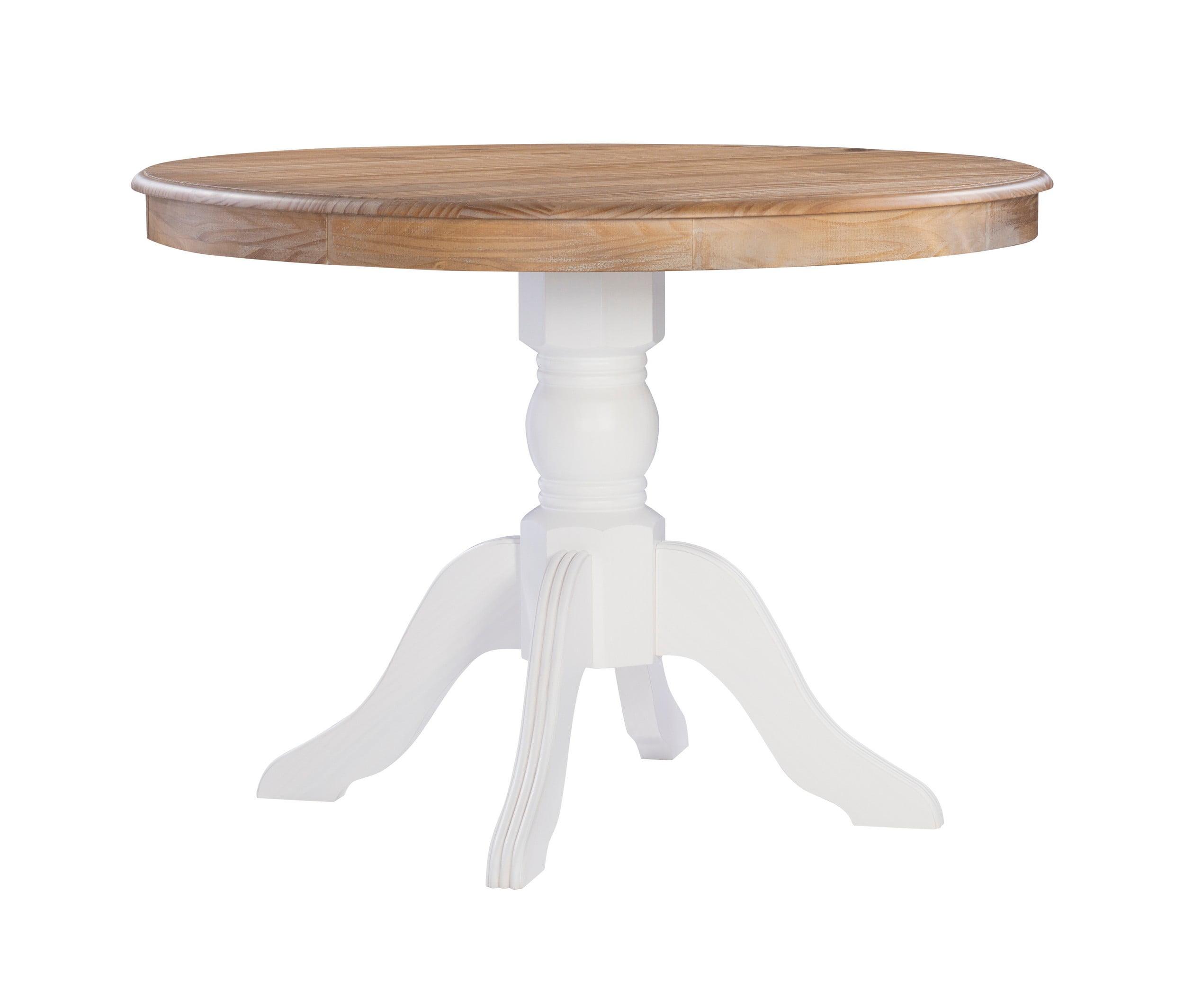 Round White and Natural Wood Farmhouse Dining Table