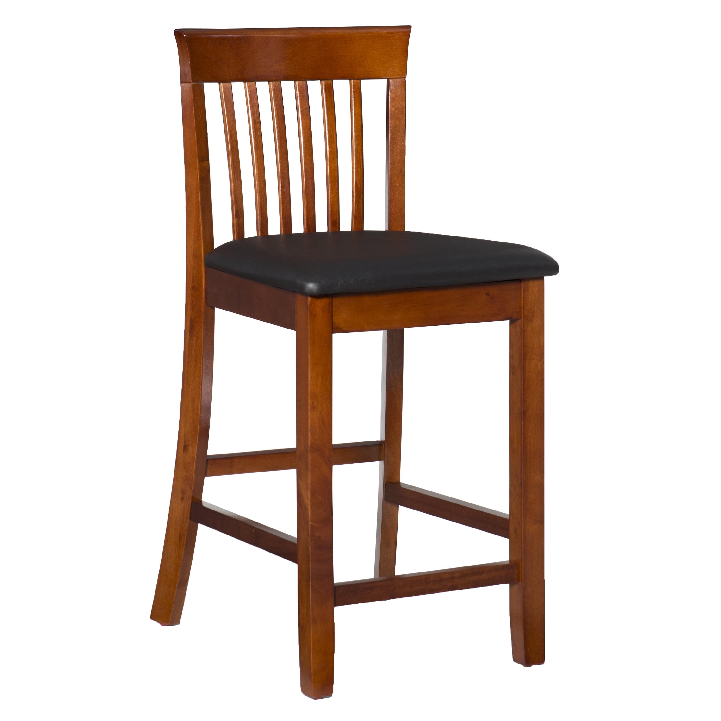 Torino 24" Dark Cherry Wood Counter Stool with Faux Leather Seat