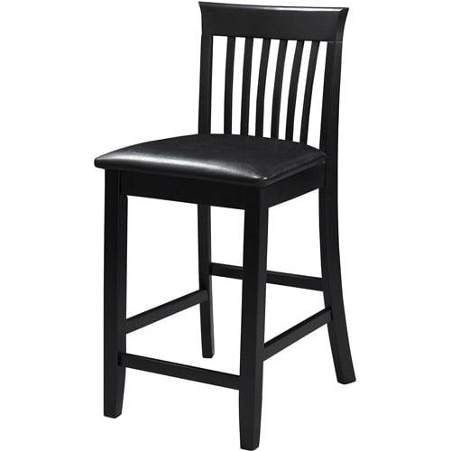 Torino Black Wood and Faux Leather Counter Stool, 24" Seat Height