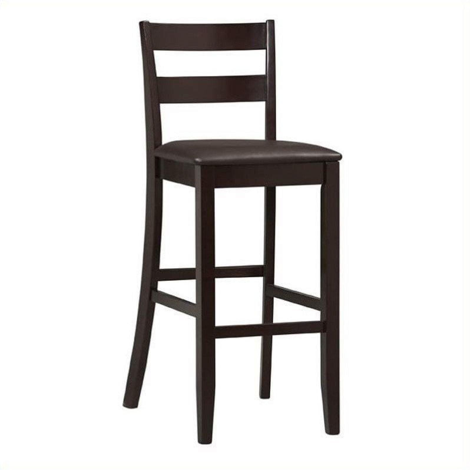 Torino 31" Ladder Back Merlot Wood & Brown Faux Leather Barstool