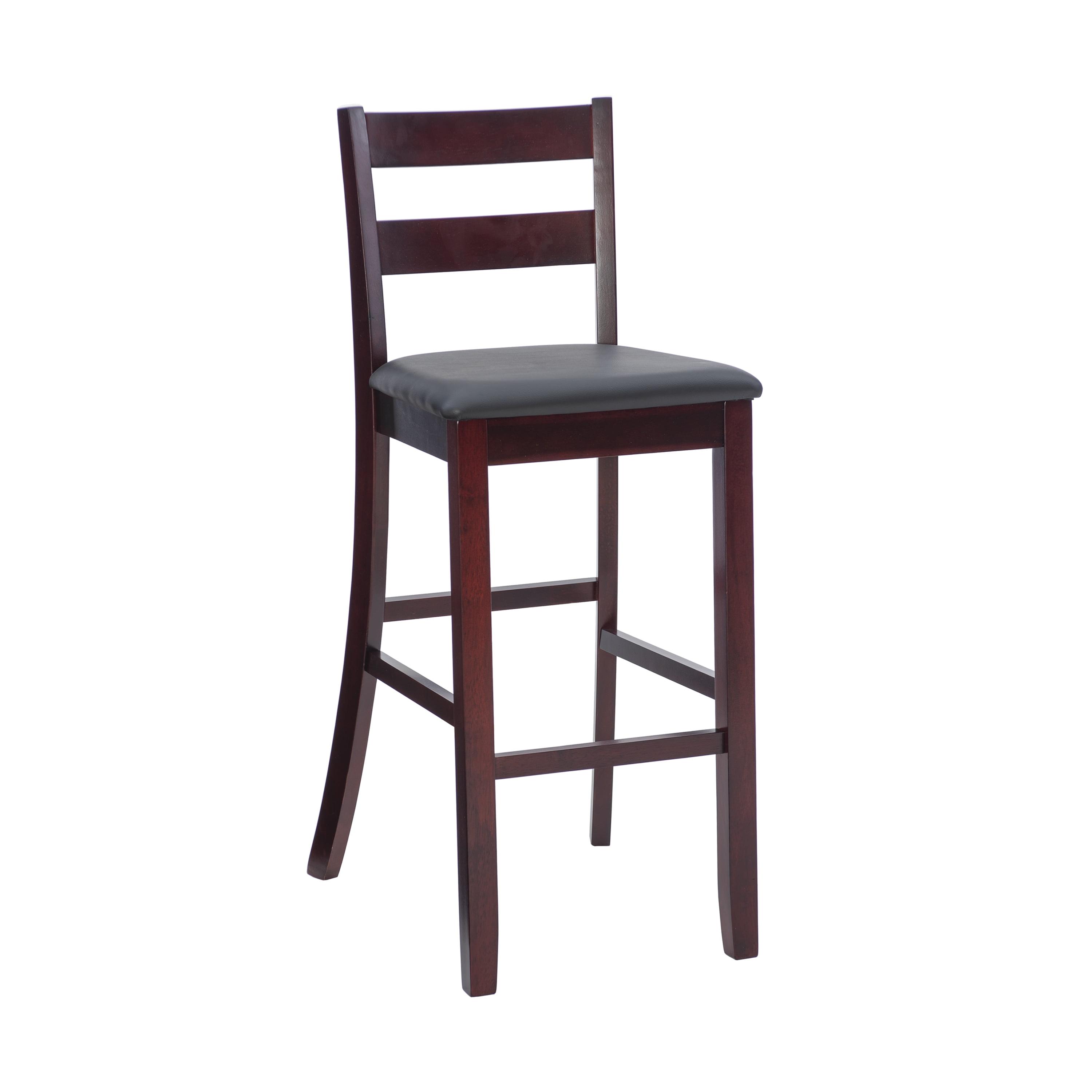 29" Triena Soho Padded Seat Faux Leather Barstool Hardwood/Brown - Linon: Upholstered, 31" High