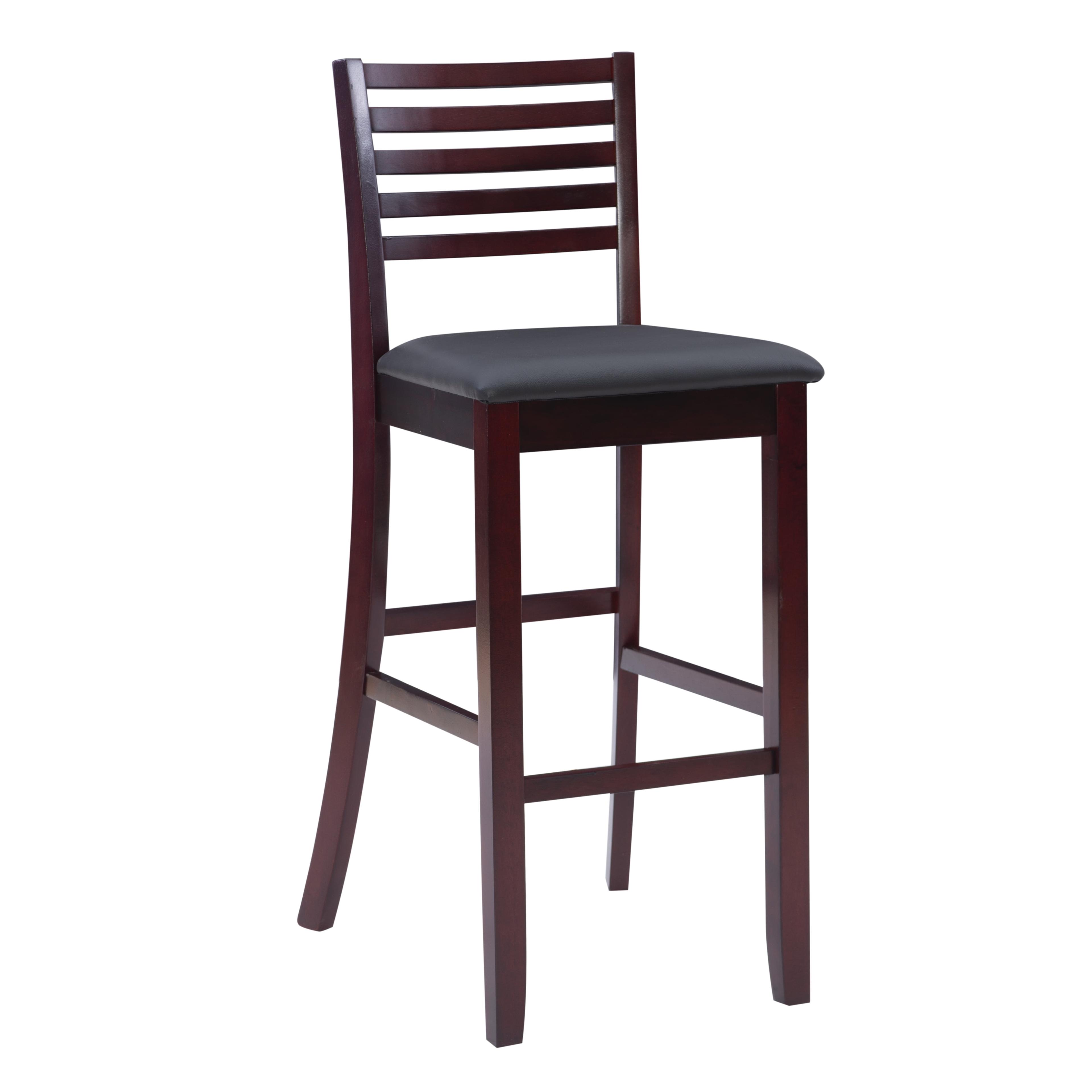 30" Torino Padded Seat Ladder Back Barstool Upholstered Seat - Espresso Wood - Linon