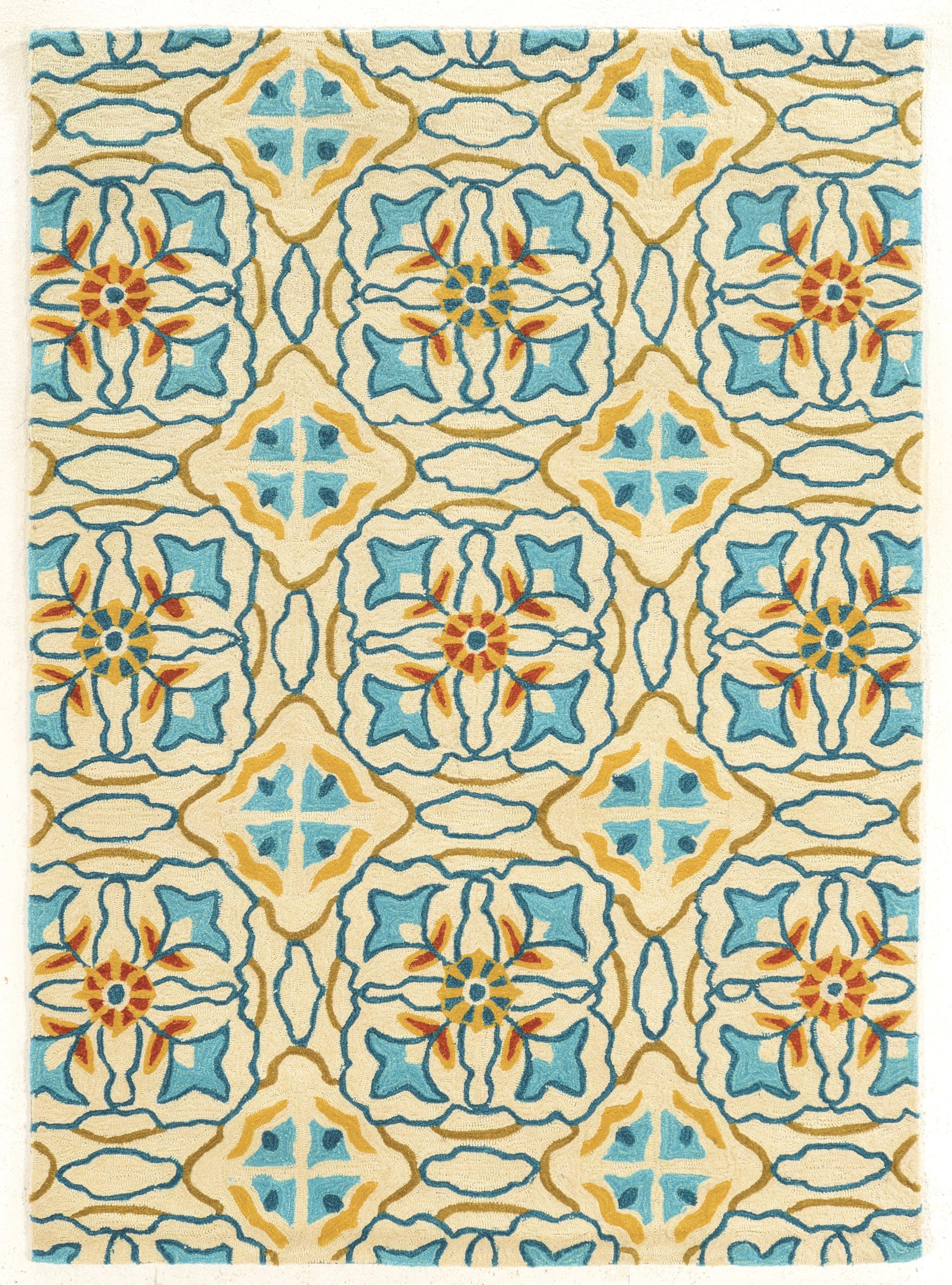 Linon Trio Ettie Hand Tufted Polyester 8'x10' Rug in Ivory