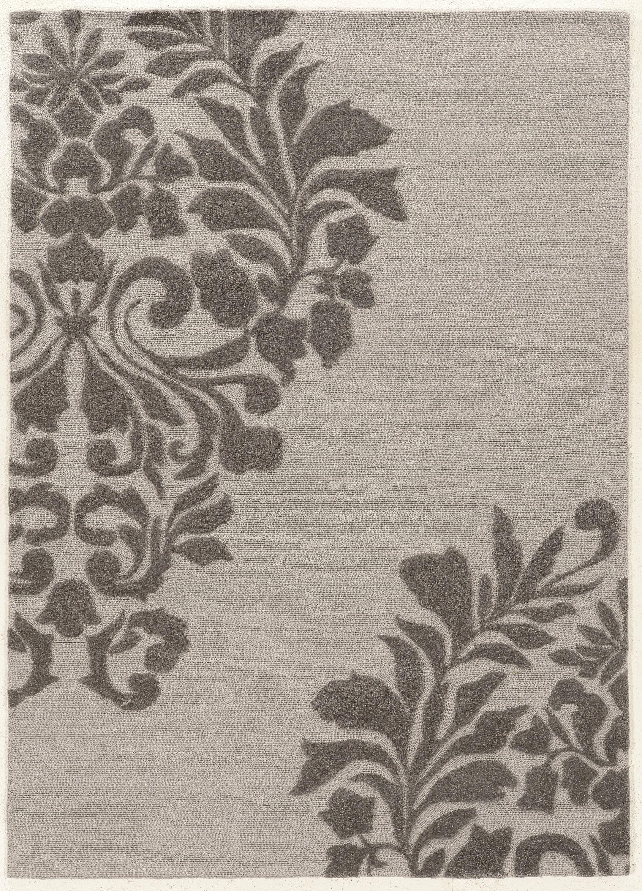 Linon Trio Medallion Hand Tufted Polyester 5'x7' Rug in Gray