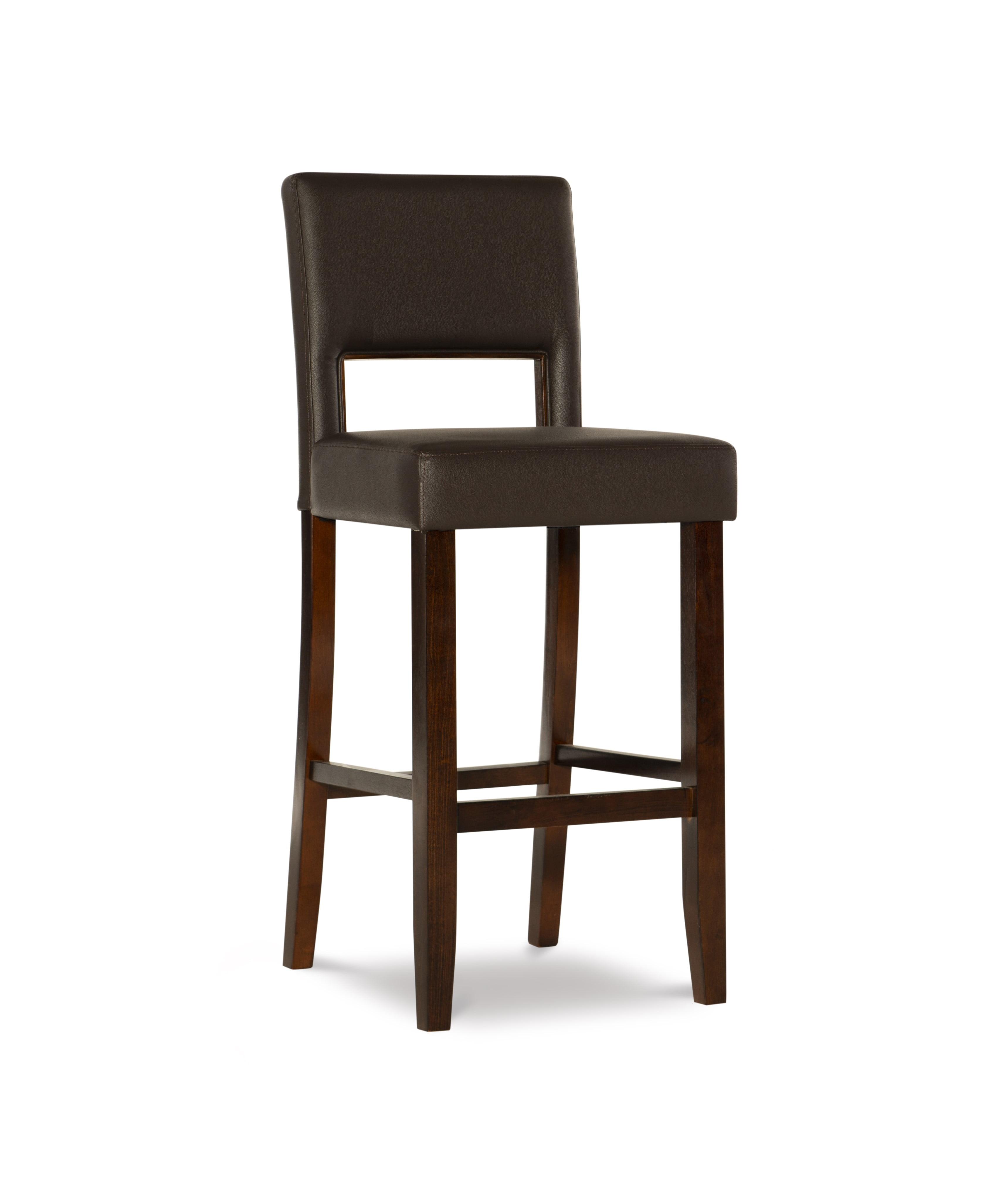 Espresso Brown 30" Wood Bar Stool with Faux Leather