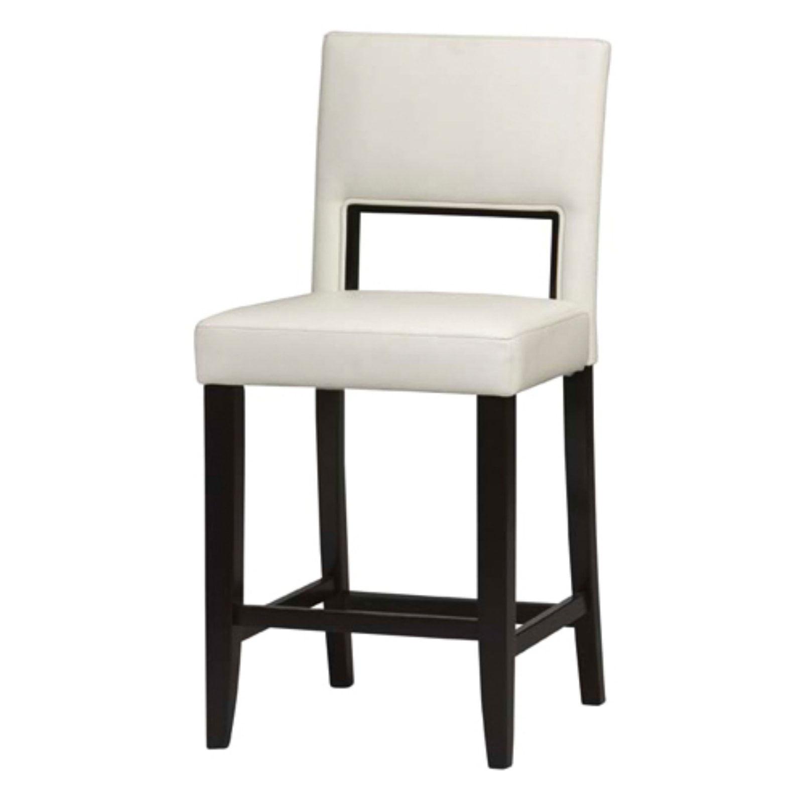 Elegant Vega 24" Espresso Finish Counter Stool with White Faux Leather