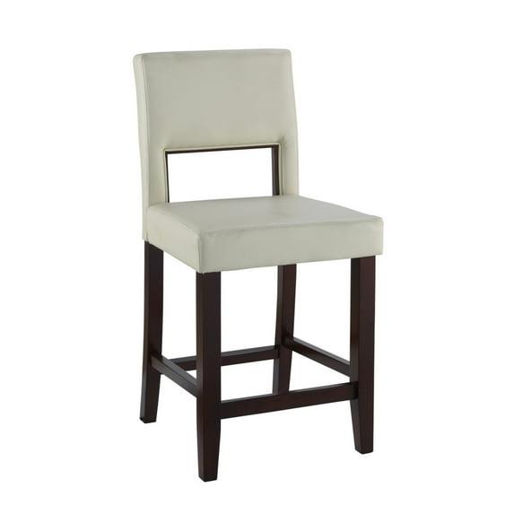 Linon 24" Vega Padded Back and Seat Faux Leather Counter Height Barstool Hardwood White: Rubberwood Legs, Polyurethane Upholstery