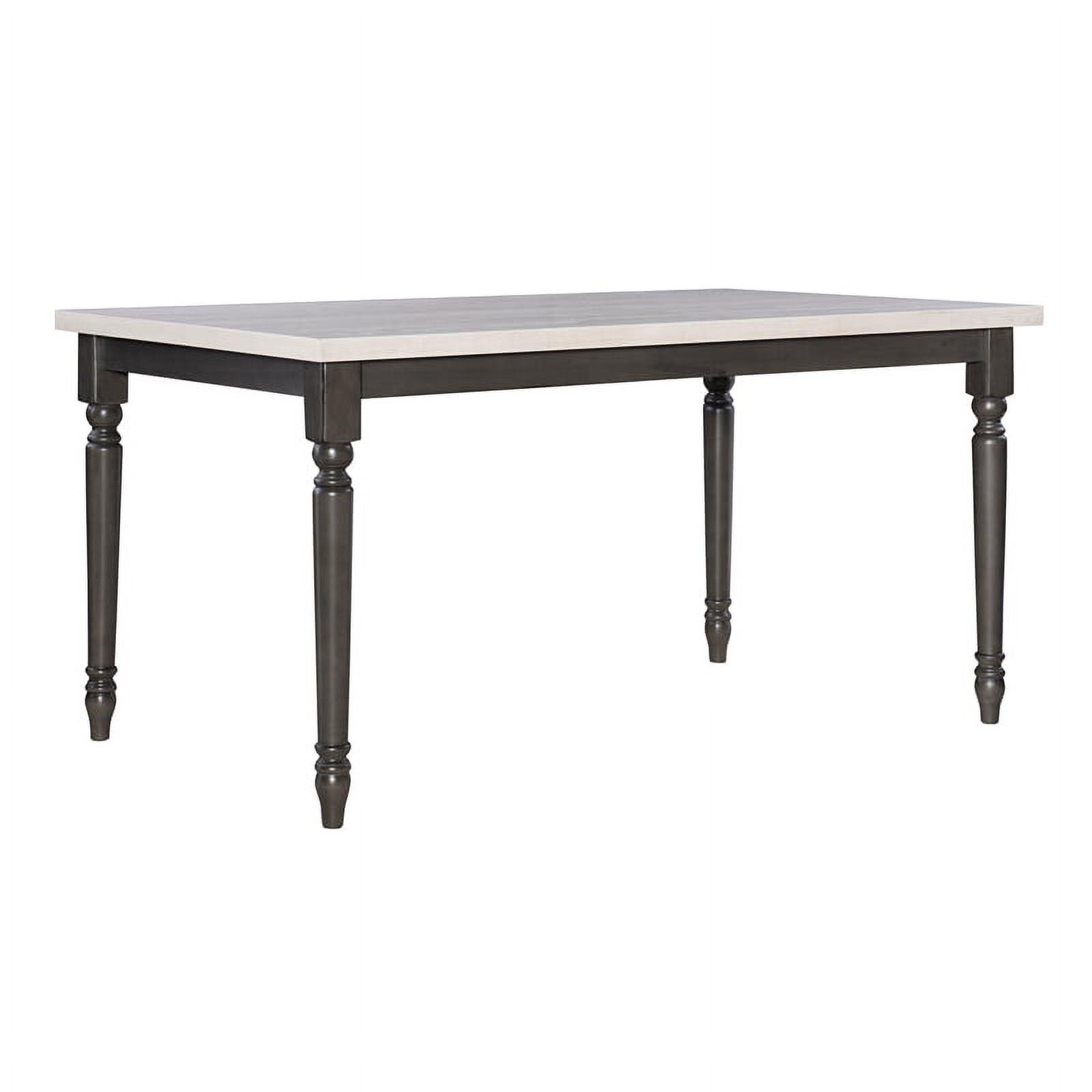 Smokey White and Dark Gray Farmhouse Solid Wood Dining Table