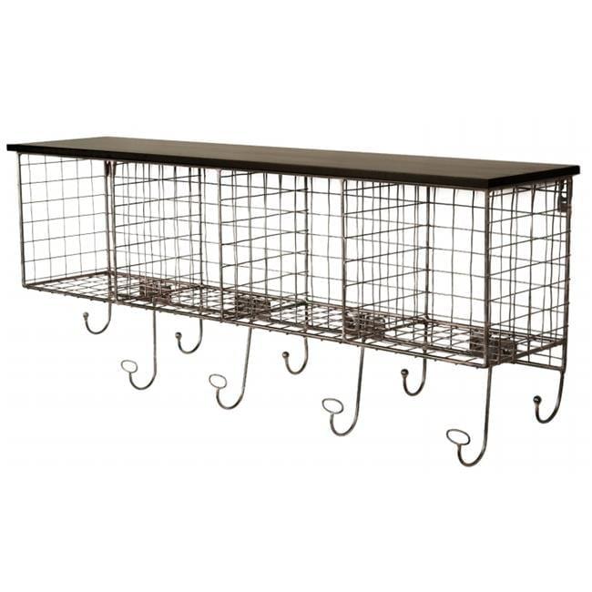 Linon Four Cubby Metal Wall Shelf in Black