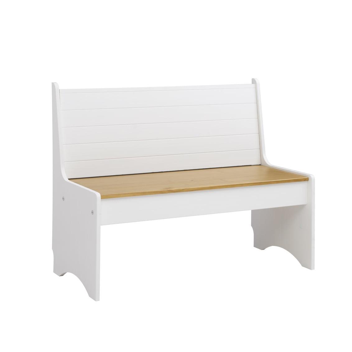 Pine Wood White and Natural Large Storage Bench