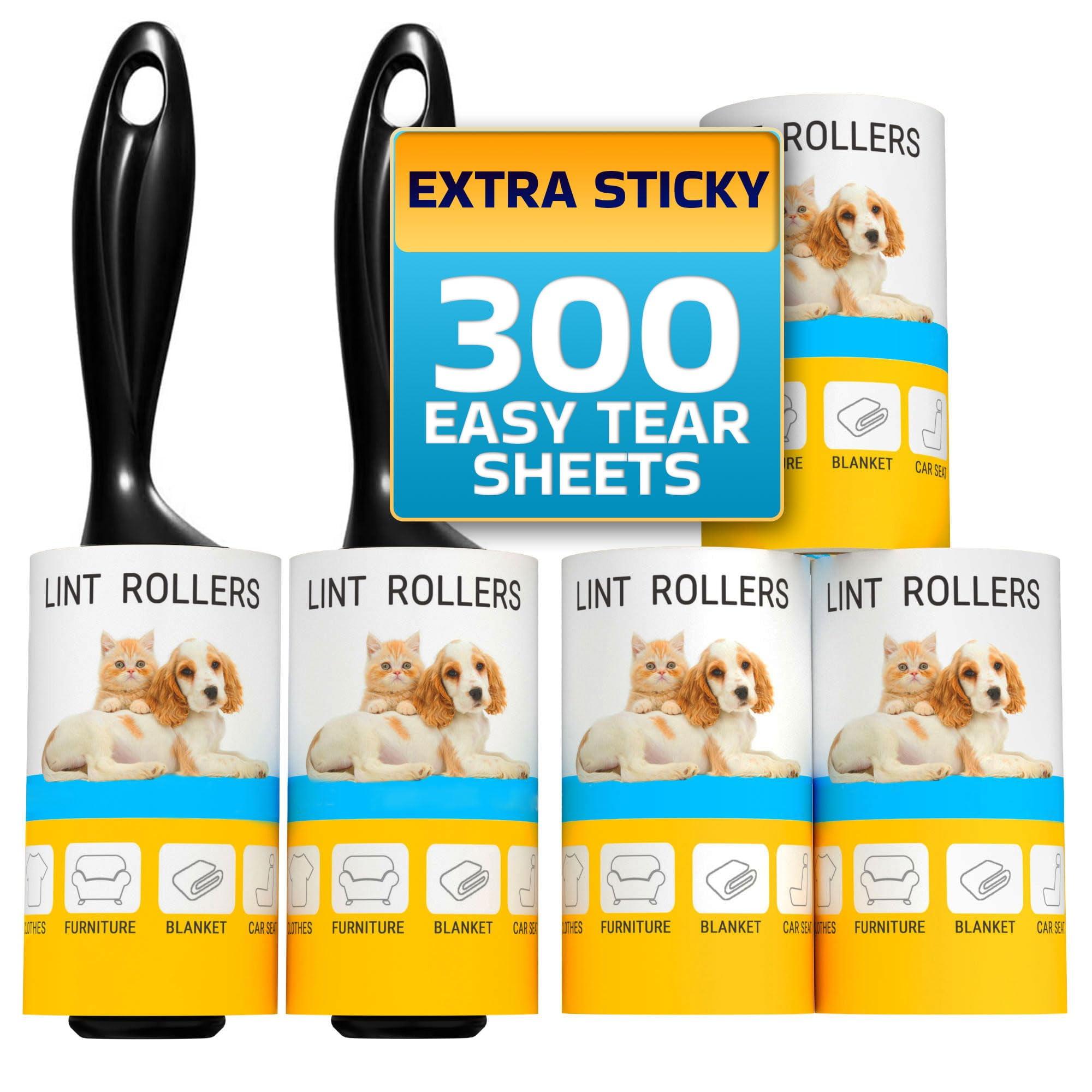 Lint Rollers for Pet Hair, Sticky, Remover for Couch, Clothes Furniture and Carpet. Dog Hair Remover Cat Hair, Animal Fur, Fuzz. 5 Large Lint Rollers