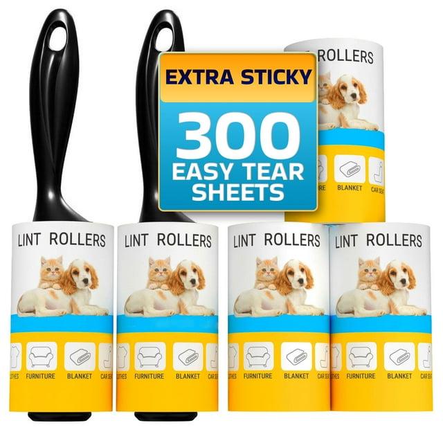 Lint Rollers for Pet Hair, Sticky, Remover for Couch, Clothes Furniture and Carpet. Dog Hair Remover Cat Hair, Animal Fur, Fuzz. 5 Large Lint Rollers