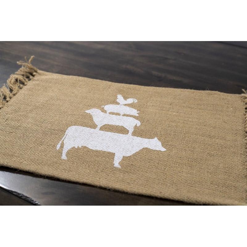 Lintex Linens Farm Animals 100% Jute Placemat 12"x18" (Set of 4) - 12'x18'