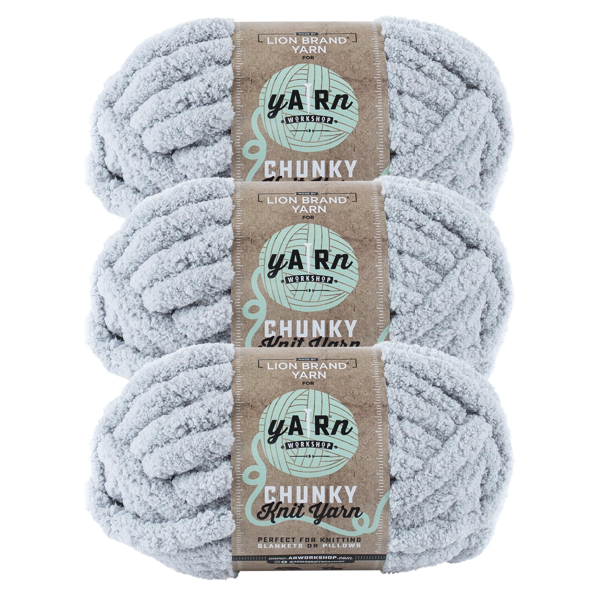 Willow Gray Jumbo Chenille Polyester Arm-Knit Yarn 3-Pack