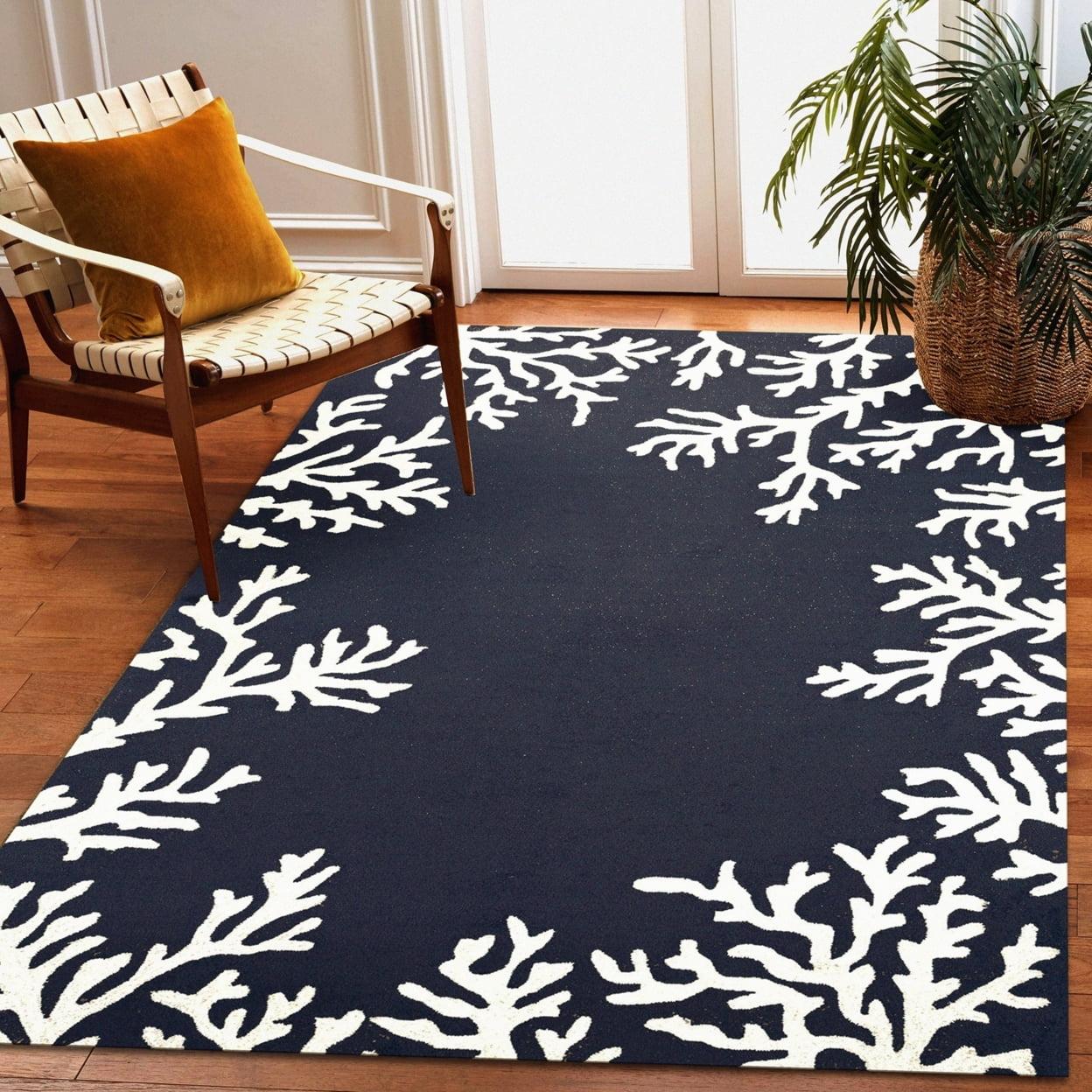 Liora Manne Capri Area Rug Navy Indoor Outdoor Weather Fade Resistant 6x9