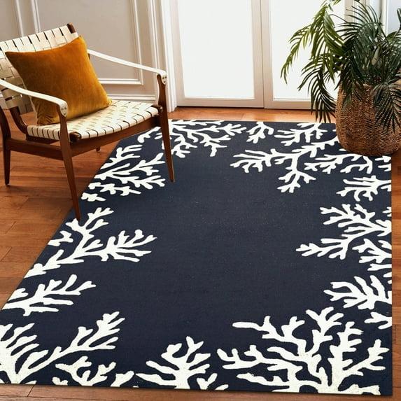 Liora Manne Capri Area Rug Navy Indoor Outdoor Weather Fade Resistant 6x9