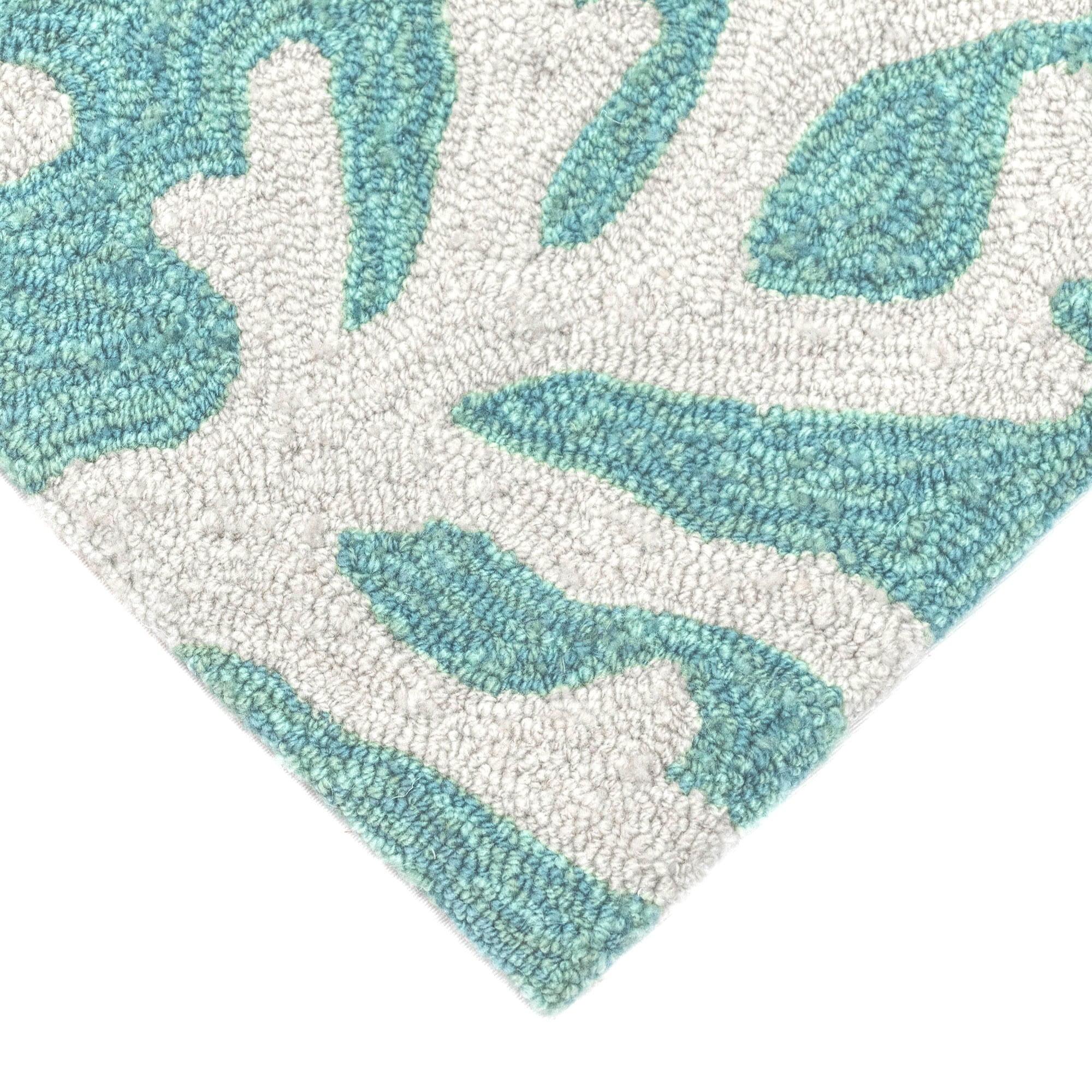 Liora Manne Capri Coral Border Indoor/Outdoor Rug Aqua 2'6" x 4'