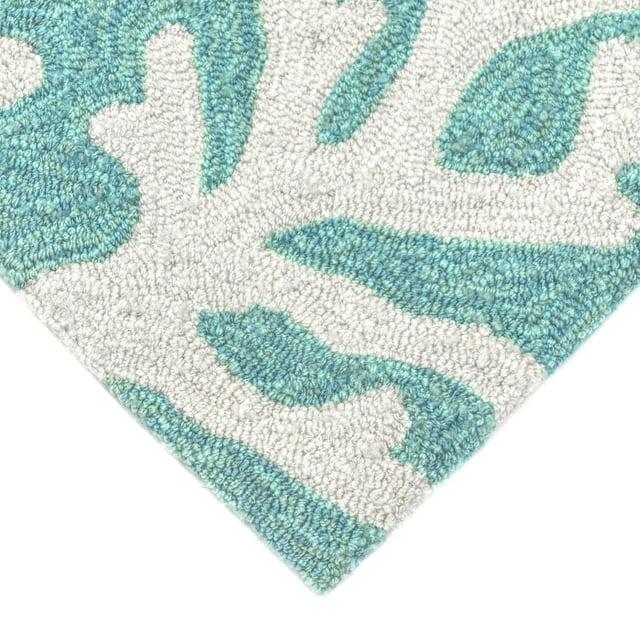 Liora Manne Capri Coral Border Indoor/Outdoor Rug Aqua 2'6" x 4'