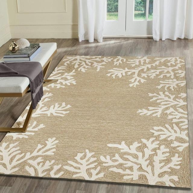 Liora Manne Capri Coral Border Indoor/Outdoor Rug Neutral 3'6" x 5'6"