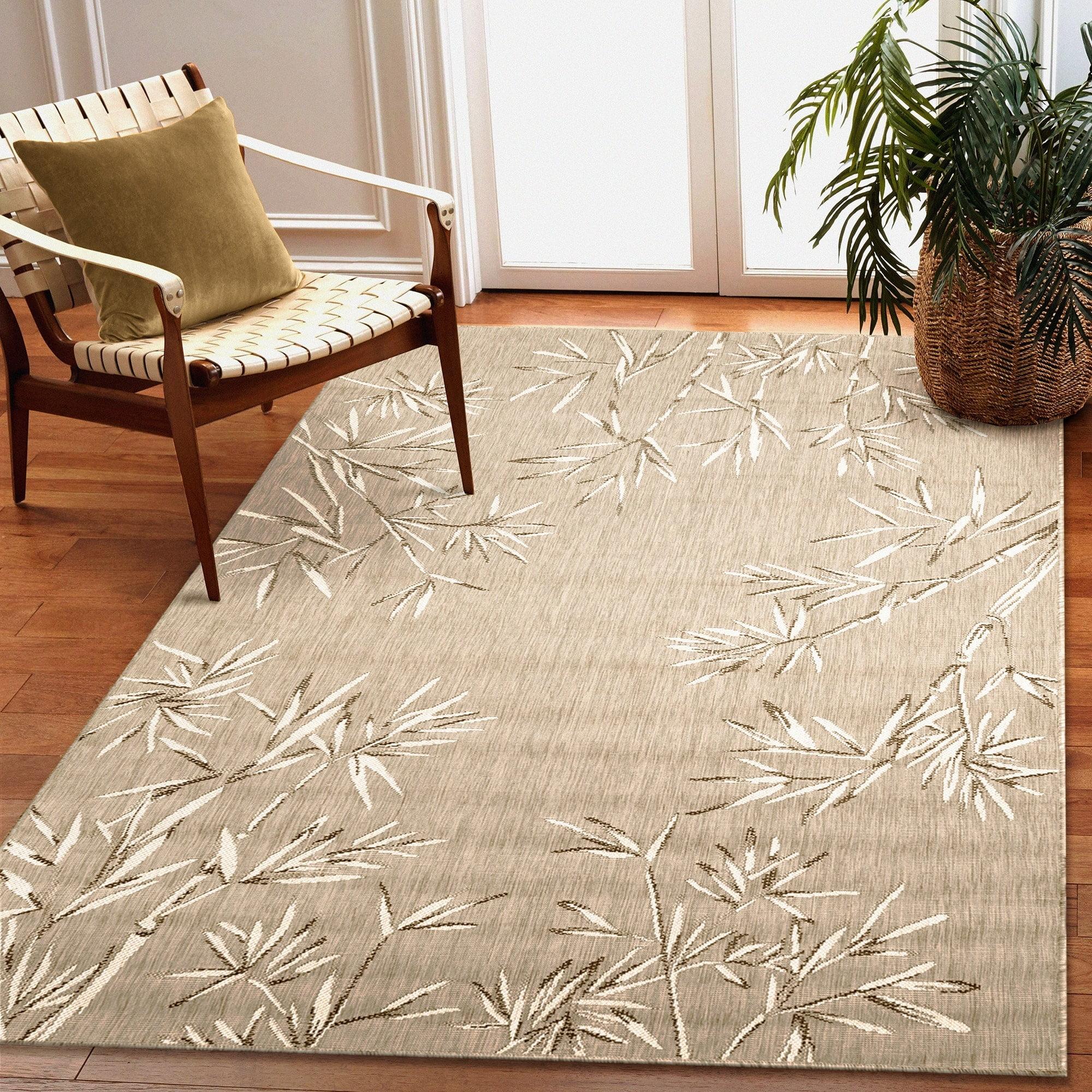 Liora Manne Carmel Bamboo Border Indoor/Outdoor Rug Sand 6'6" x 9'4"