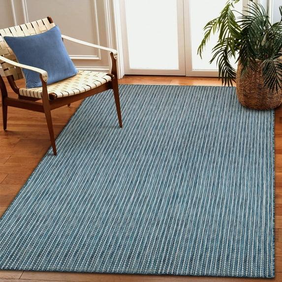 Liora Manne Carmel Texture Stripe Indoor/Outdoor Rug Navy 1'11" x 4'11"