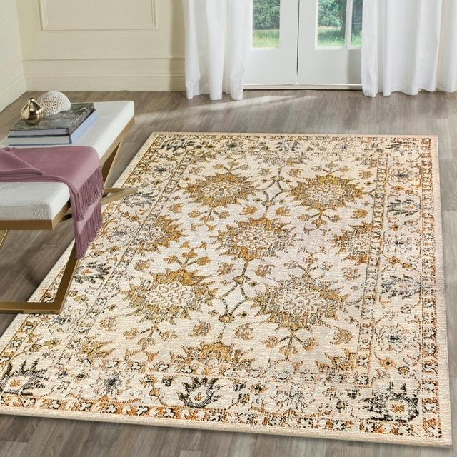 Liora Manne Carmel Vintage Floral Indoor/Outdoor Rug Sand 6'6" x 9'4"
