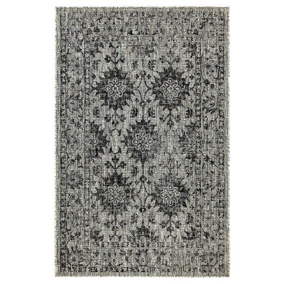 Liora Manne Carmel Vintage Floral Indoor/Outdoor Rug Black 6'6" x 9'4"