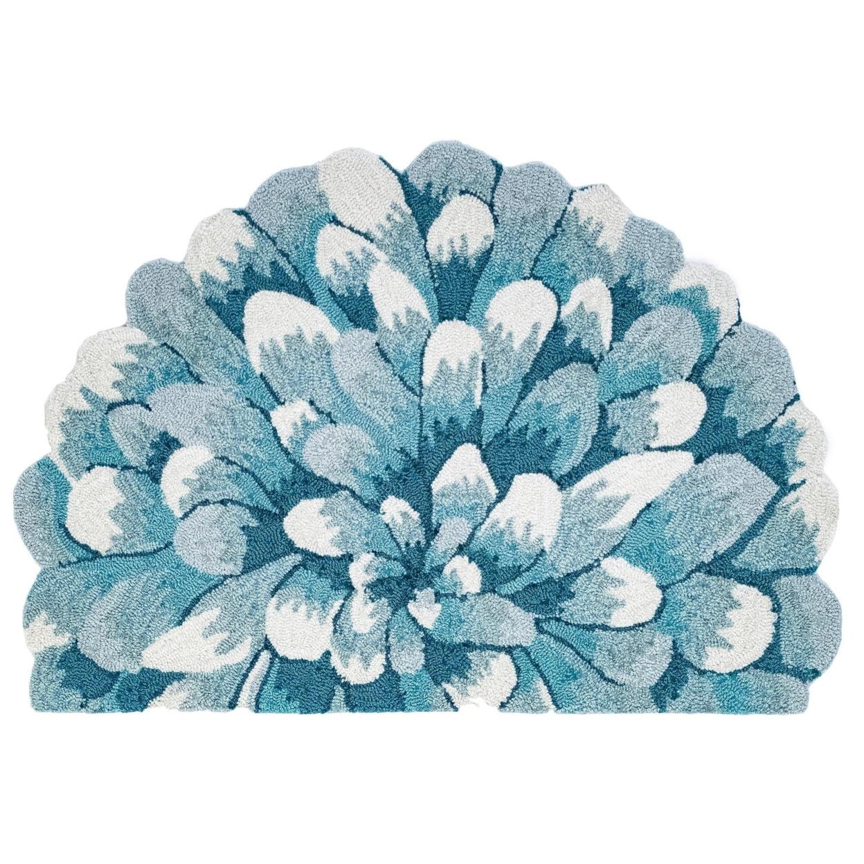 Liora Manne Transitional Rugs Frontporch Mum Indoor/Outdoor Rug Aqua 2'6" X 4'