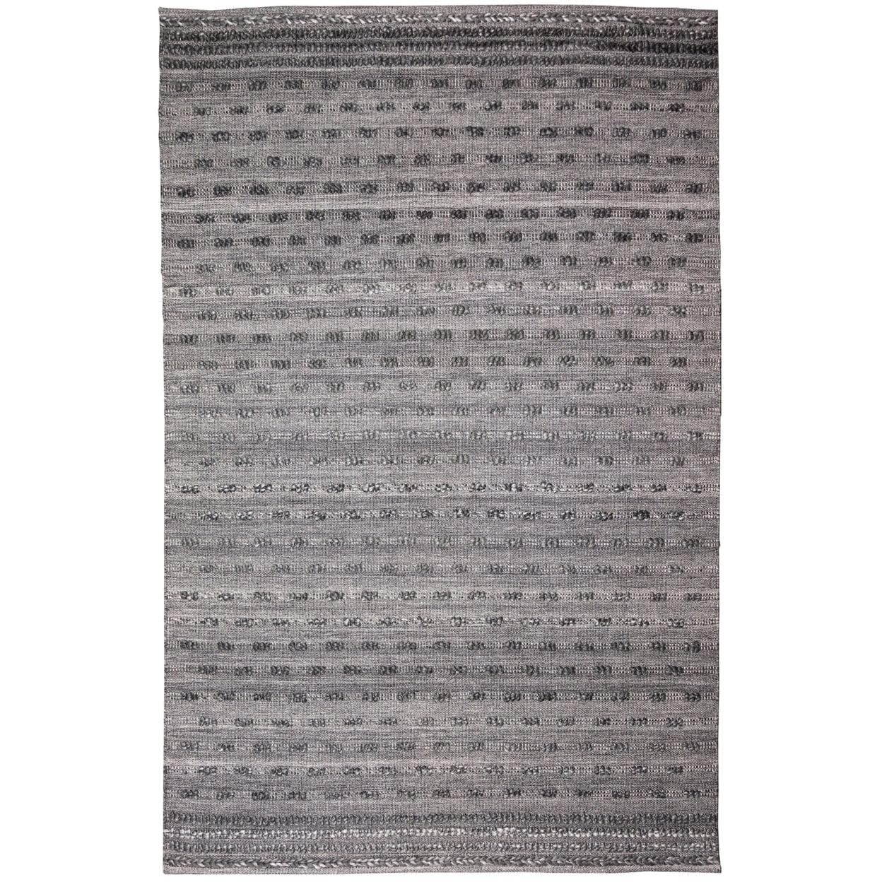 Charcoal Flat Woven Synthetic Reversible Indoor/Outdoor Rug 2' x 8'