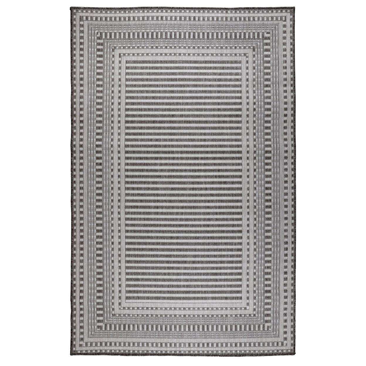 Liora Manne Malibu Etched Border Indoor/Outdoor Rug Charcoal 1'11" x 7'6"