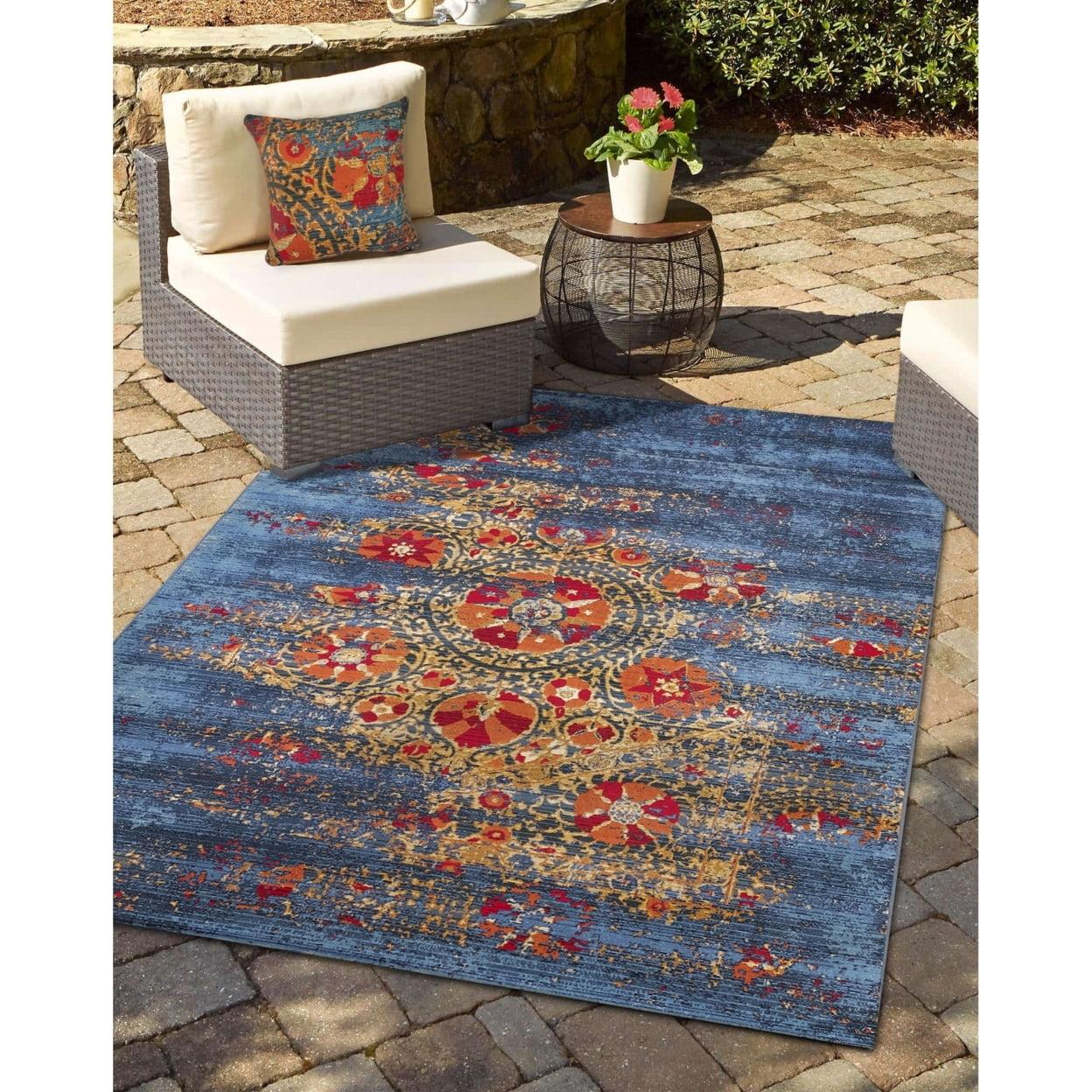 Liora Manne Marina Suzanie Indoor/Outdoor Area Rug Blue 3'11" x 5'10"